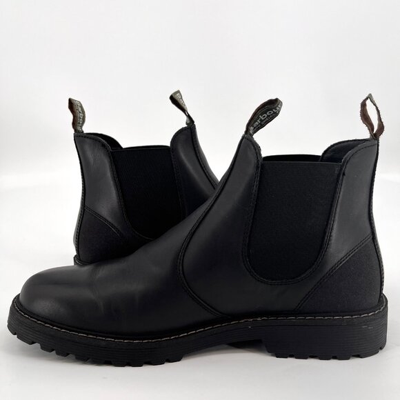 Barbour Patton Chelsea Boot Size 8 Black Leather Waterproof Ankle Boots - Picture 9 of 16
